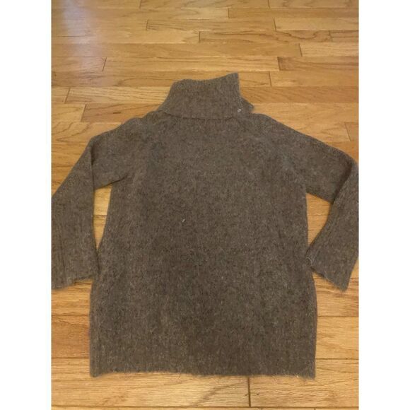 Zara, women's brown turtleneck long sleeve pullover nylon blend sweater size med - Picture 1 of 7